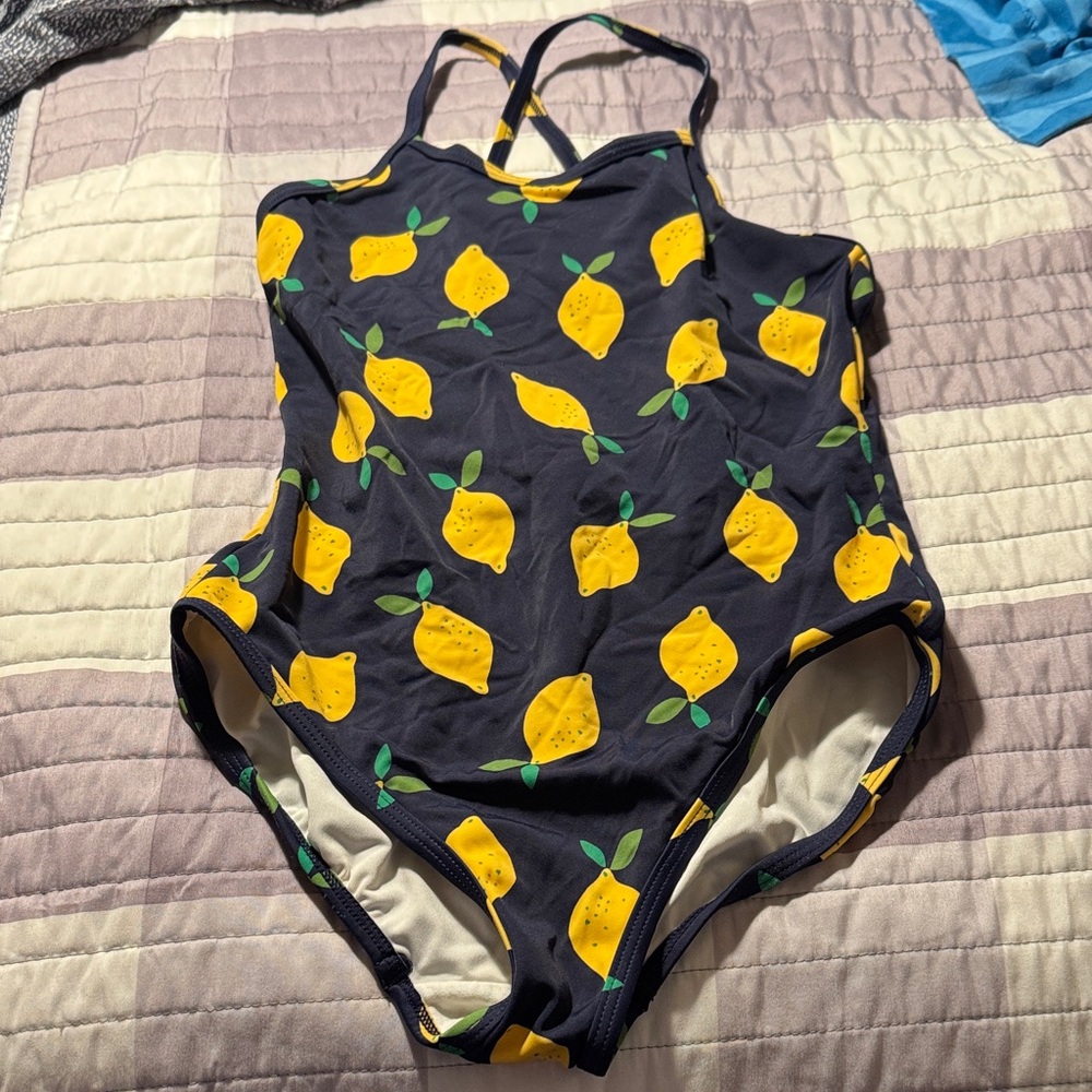 Hanna Andersson Navy and Yellow Swimsuit